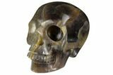 Realistic, Carved, Banded Purple Fluorite Skull #151019-2